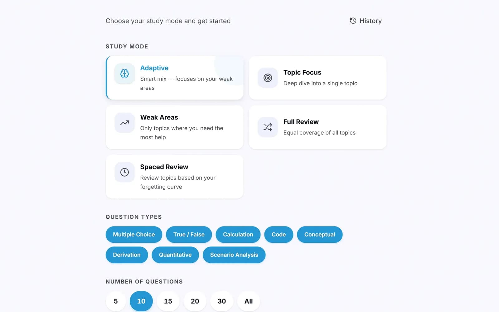 Screenshot of an adaptive quiz session in Lectur, showing a DNA replication question and the student's mastery sidebar.