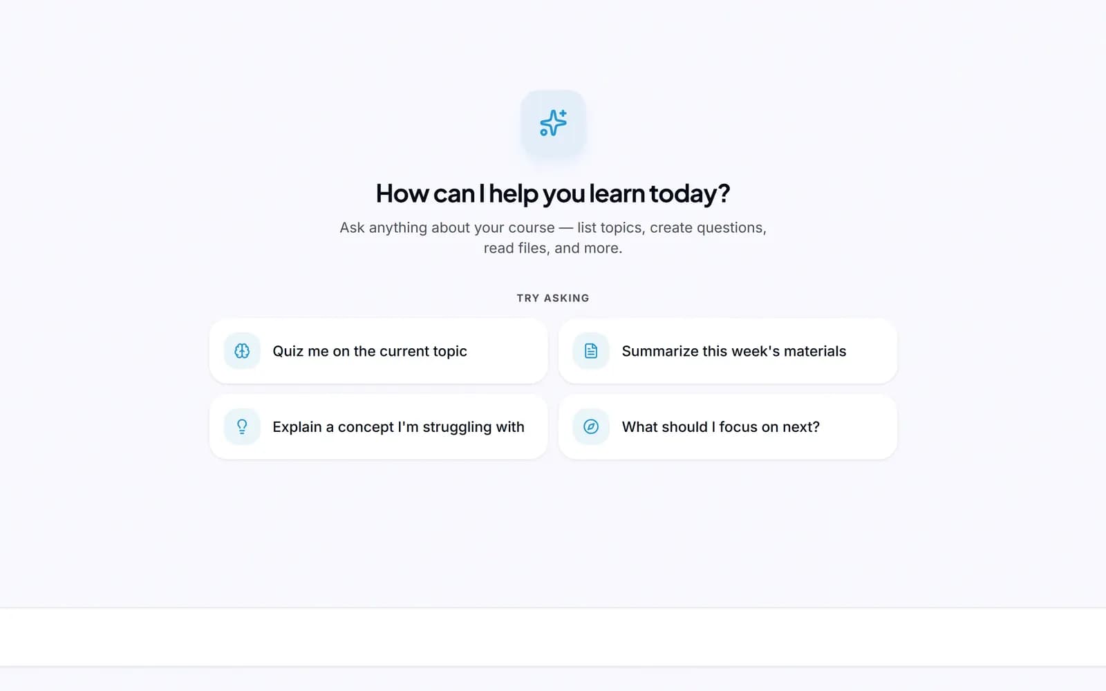 AI tutor chat panel showing a student question, the tutor's reply citing the student's misconception, and a live profile panel on the right.