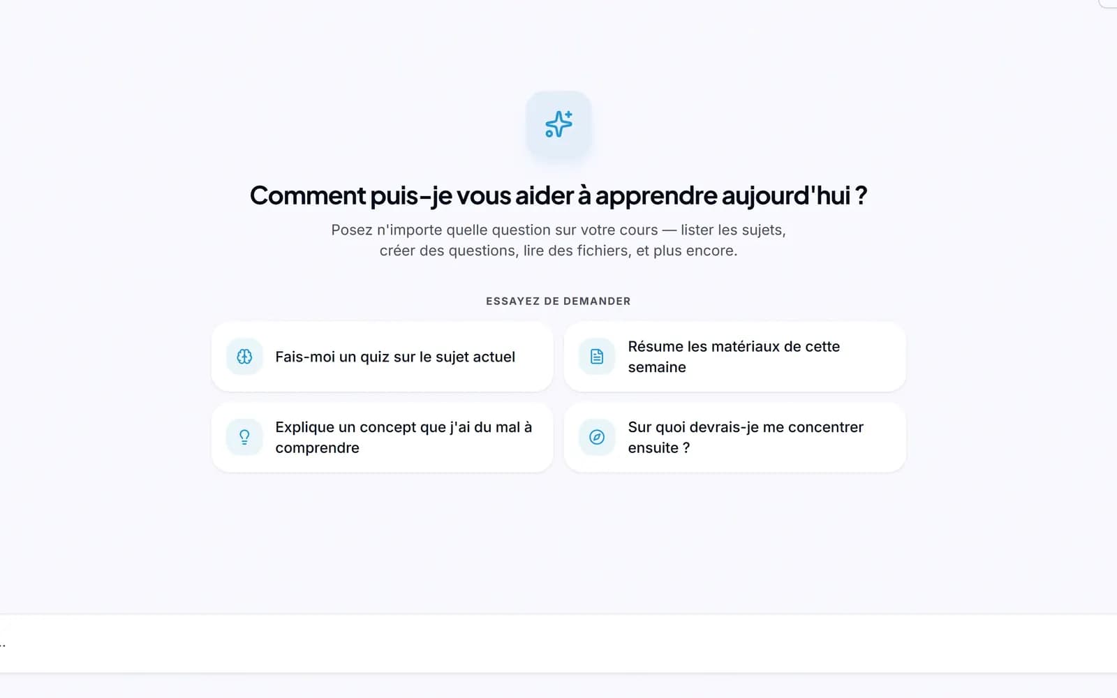 Panneau de clavardage du tuteur IA montrant une question d'un étudiant, la réponse du tuteur citant sa conception erronée et un panneau de profil en direct à droite.